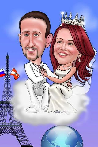 Caricaturas de Enamorados en París