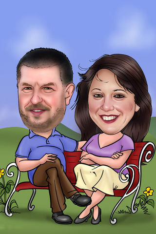 Caricaturas de En un banco