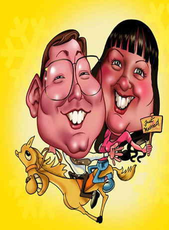 Caricaturas de Recién casados a caballo