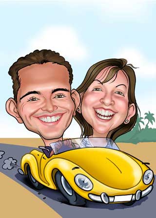 Caricaturas de En coche