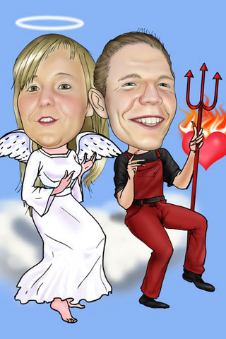 Caricaturas de ángel y demonio