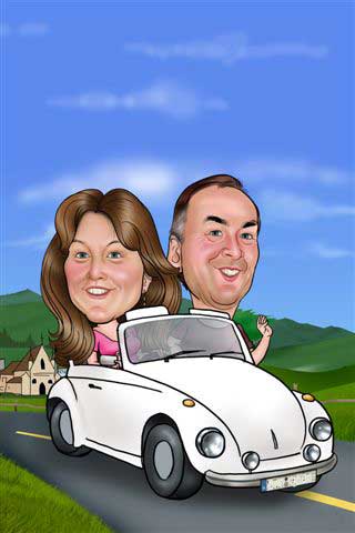 Caricaturas de En coche