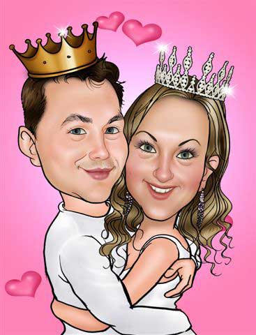 Caricaturas de Rey y reina