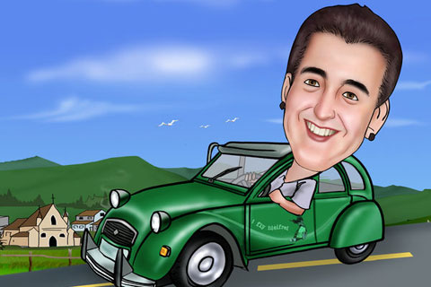 Caricaturas de En coche