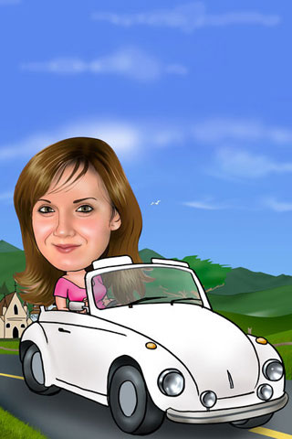 Caricaturas de Con el coche