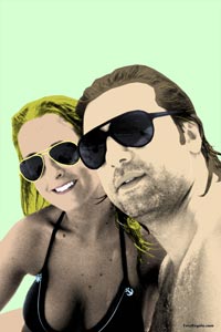 Regalo: Un Andy Warhol Pro 2 personas En un lienzo y enmarcado en aluminio para alguien de Barcelona