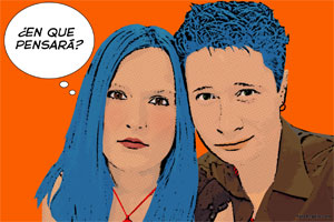 Regalo: Un Pop Art Comic 2 personas Impreso en un lienzo con un bastidor para alguien de Polanco